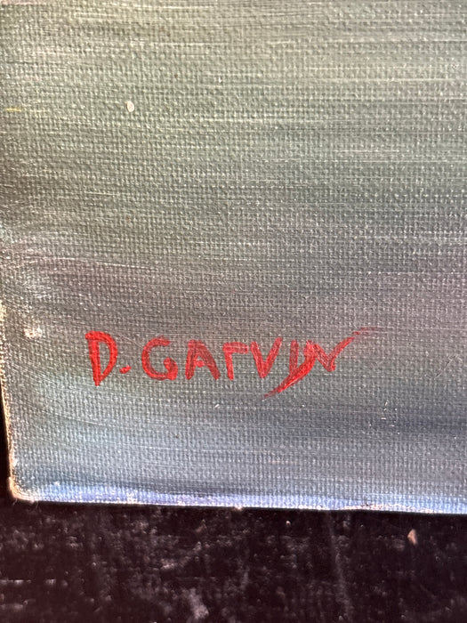 SMALL UNFRAMED OIL ON BOARD LANDSCAPE SIGNED O.GARVIN