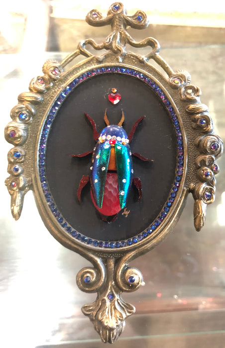 PAIR OF CASSEY EDMUNDS JEWELED SCARABS