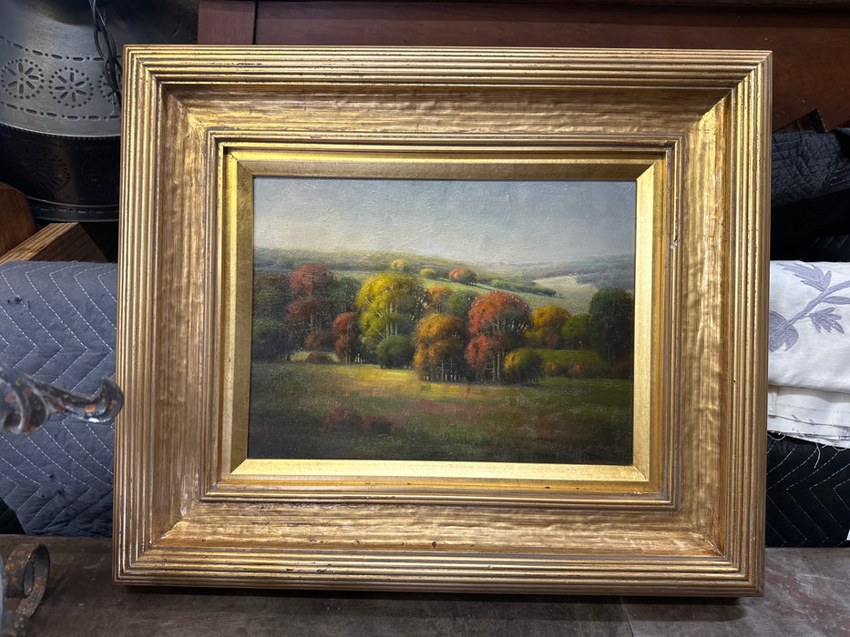 GILT FRAMED OIL PAINTING OF ROLLING HILLS