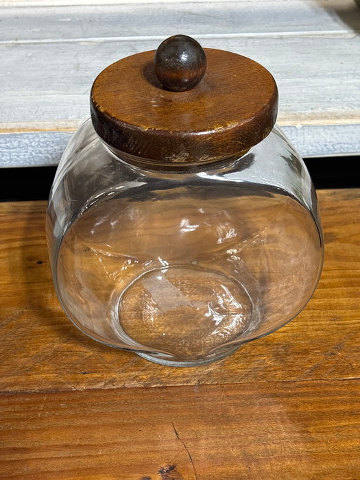 SET OF 3 GLASS CANISTER WITH WOOD LID