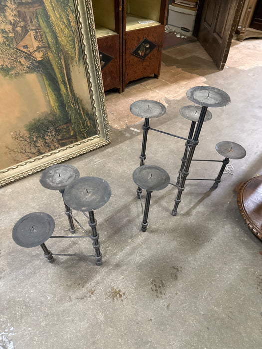 SET OF 2 IRON ROD STYLE CANDLE STANDS