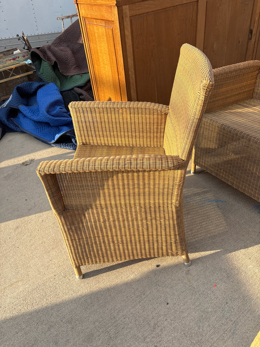 SET OF 4 WICKER STRAIGHT ARM CHAIRS