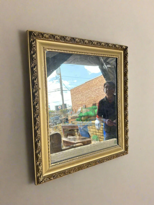 SMALL RECTANGULAR GOLD RELIEF MIRROR