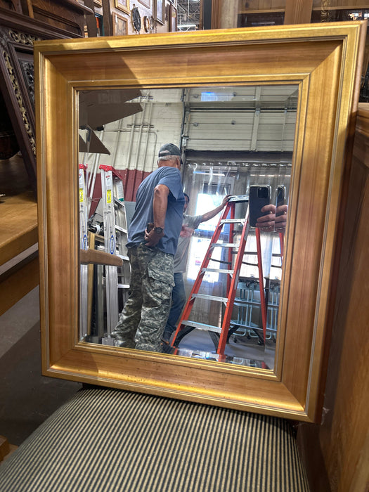 BEVELED GOLD FRAME WOOD MIRROR