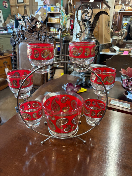 RED VINTAGE CAROUSEL BAR SET