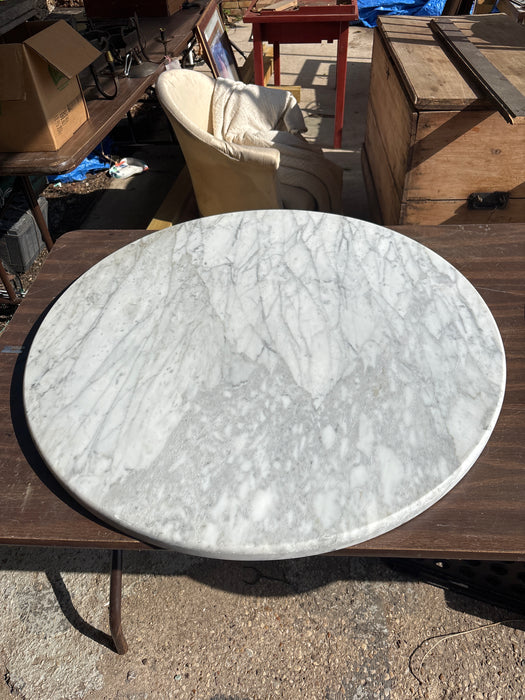 THICK WHITE ROUND MARBLE TOP 1 OF 4