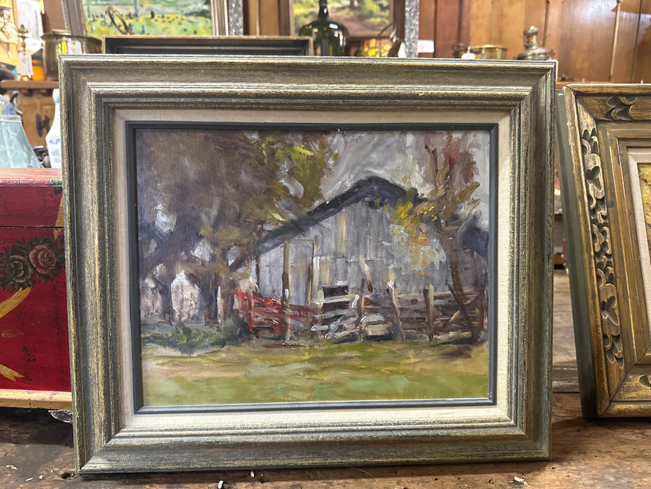 FRAMED OIL PAINTING OF BARN