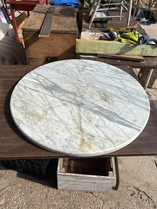 THICK WHITE ROUND MARBLE TOP 1 OF 4