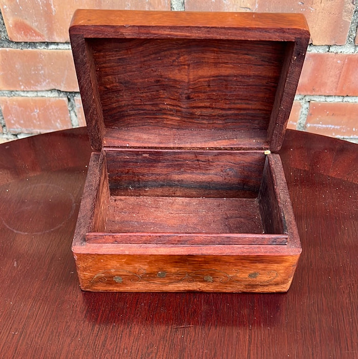 WOOD BOX WITH BRASS INLAY