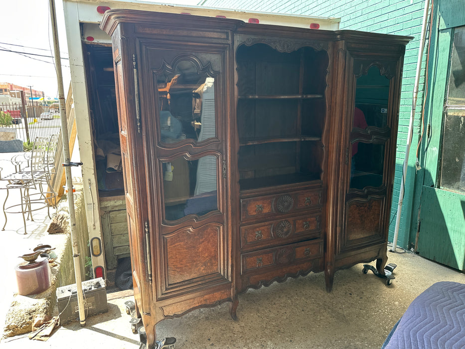 FRENCH BRESSON CHERRY CABINET WITH GLASS IN DOORS