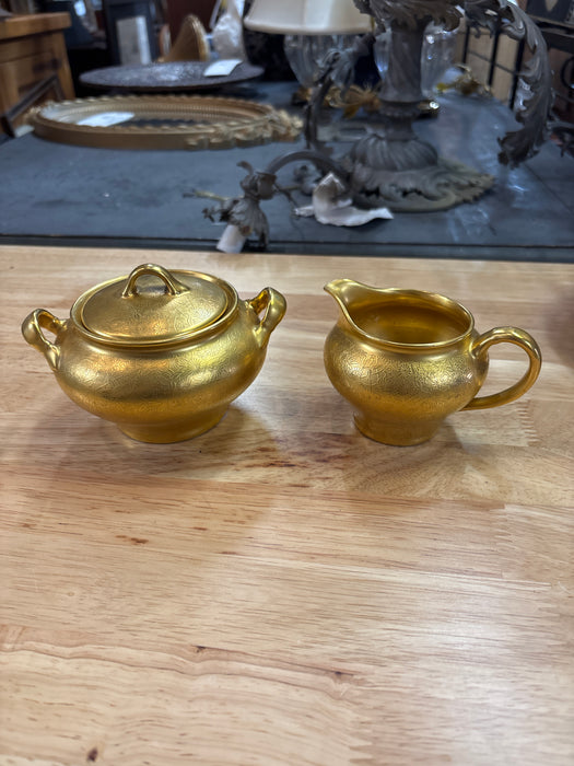 GOLD PLATED SUGAR AND CREAMER PICKARD