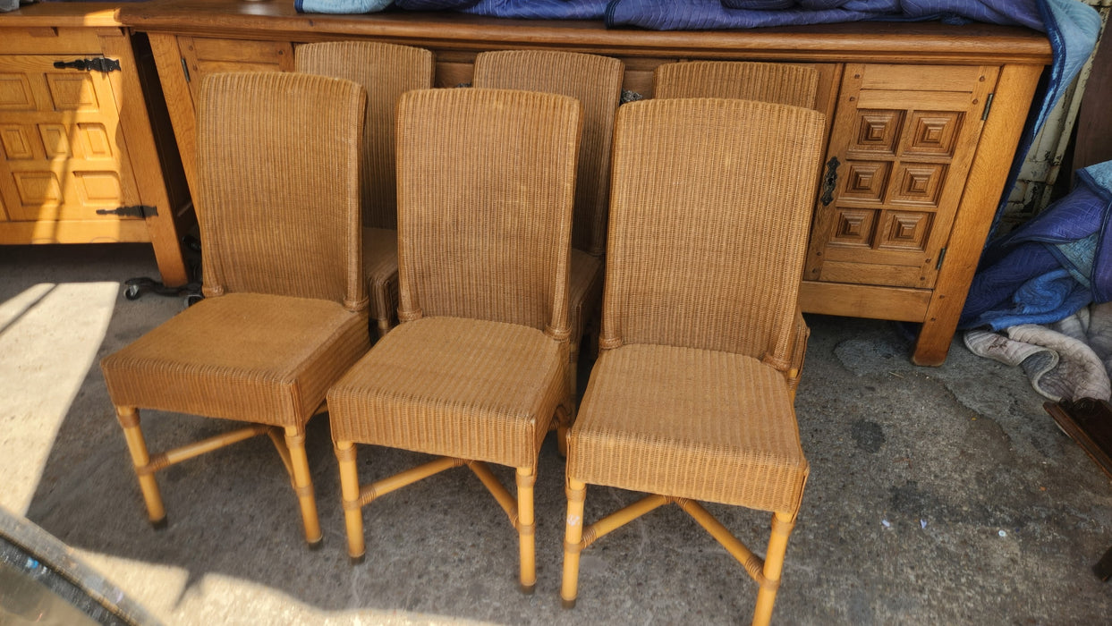 SET OF 6 NATURAL WICKER TALL BACK CHAIRS
