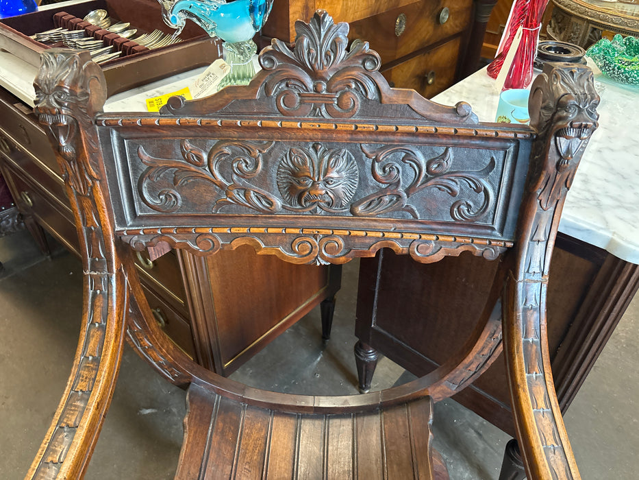 ITALIAN OAK CARVED SAVANNNA ROLLA CHAIR