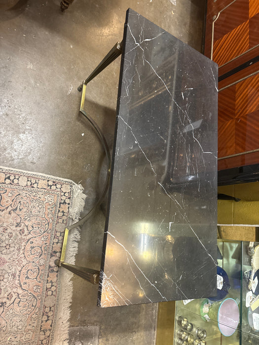 BLACK MARBLE TOP COCKTAIL TABLE WITH BIRD BASE