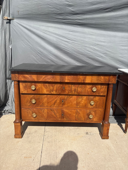 19TH CENTURY EMPIRE BLACK MARBLE TOP CHEST
