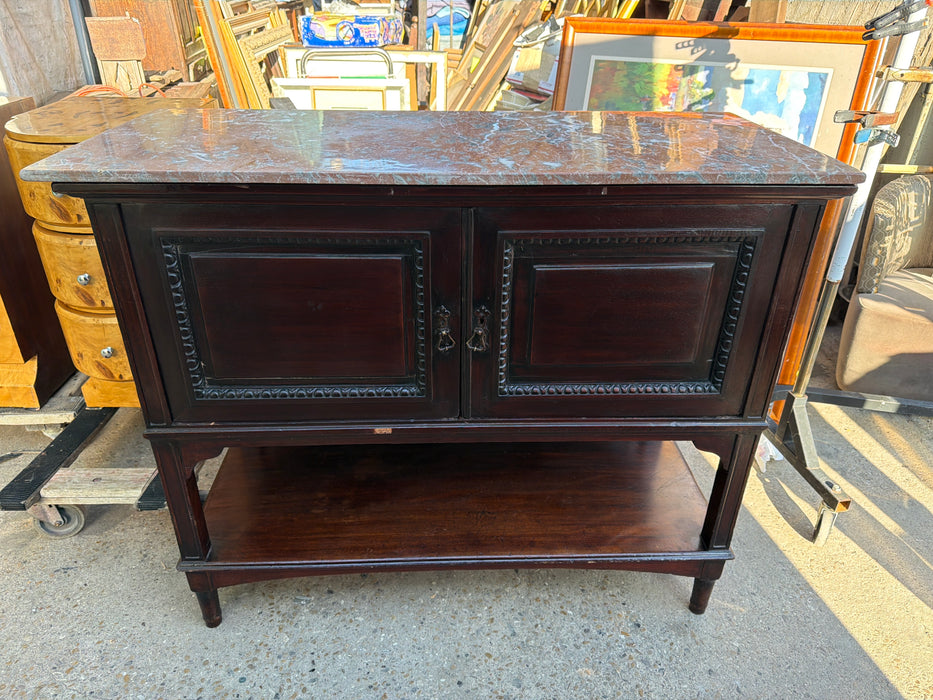 ENGLISH MARBLE TOP MAHOGANY SERVER