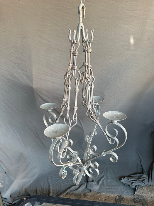 4 ARM GALVANIZED LIGHT WITH DECORATIVE CHAIN