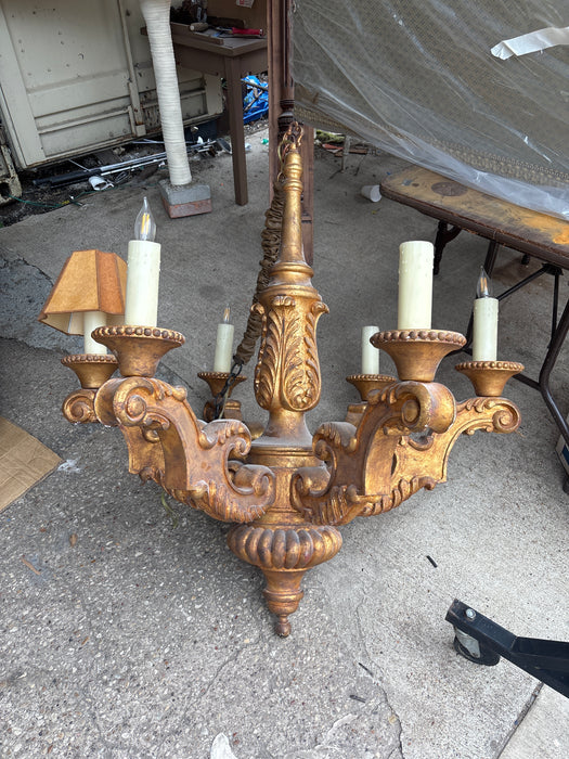 LARGE BEAUTIFUL GOLD WOOD CHANDELIER