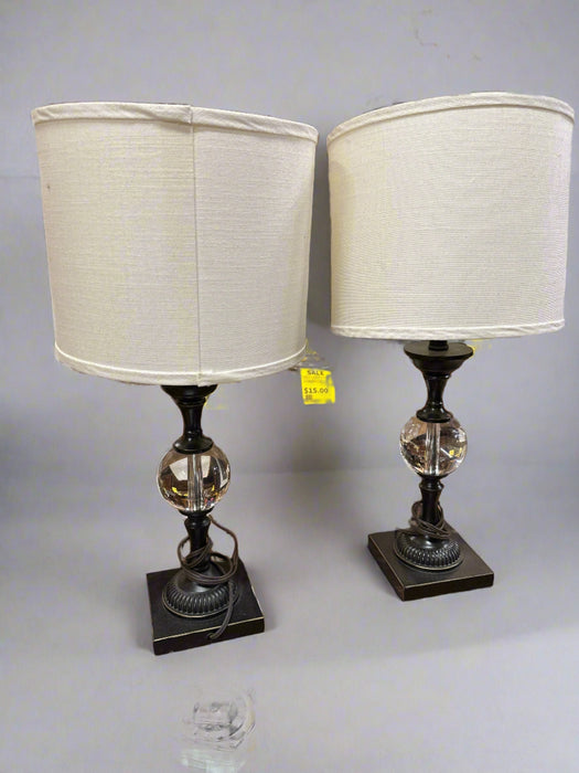 PAIR OF METAL PATINATED LAMPS