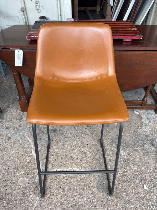 PAIR OF LEATHER BARSTOOLS