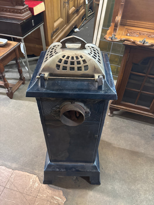 TALL COBALT BLUE FLORAL CAST IRON ENAMELED NESTER MARTIN STOVE