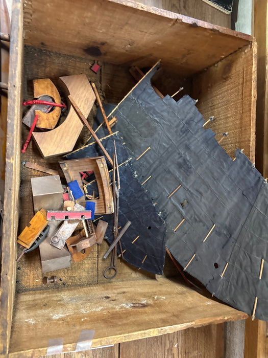 OLD MODEL SHIP WITH PARTS - AS FOUND