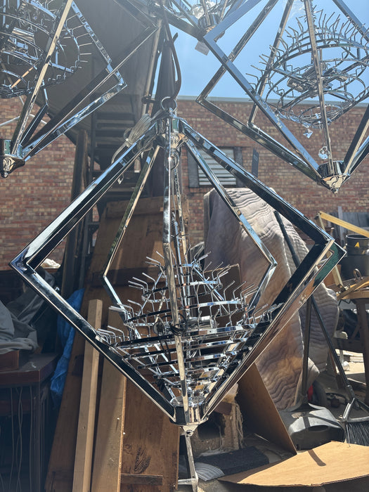 CHROME AND PRISM CHANDELIER - NOT OLD