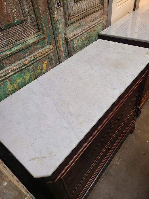 LOUIS PHILLIPE MAHOGANY WHITE MARBLE TOP CHEST-AS FOUND MARBLE