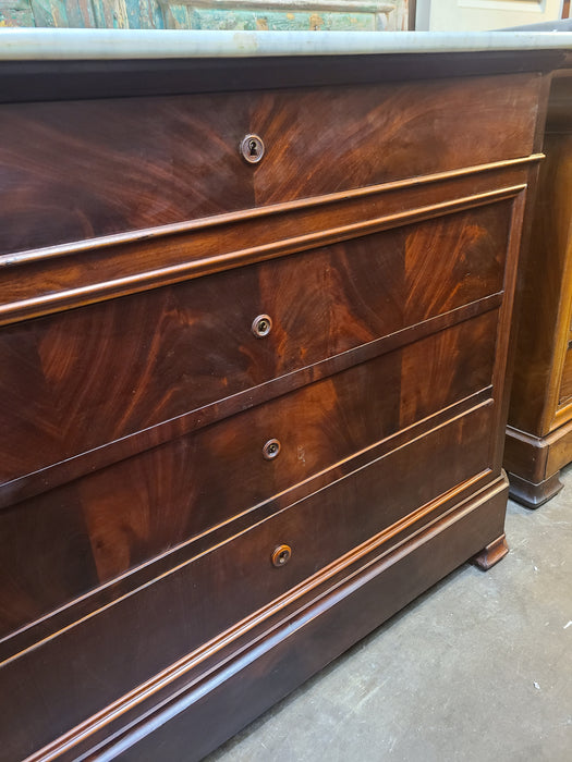 LOUIS PHILLIPE MAHOGANY WHITE MARBLE TOP CHEST-AS FOUND MARBLE