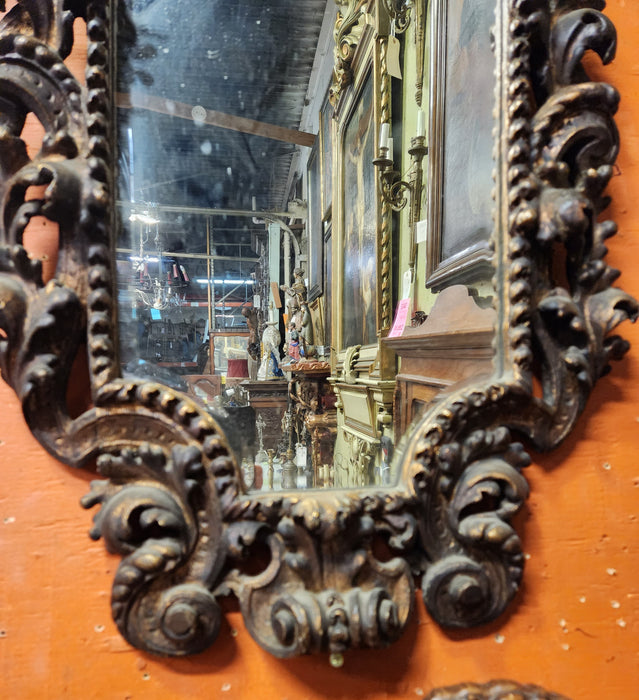 SMALL EARLY LOUIS XV CARVED WOOD ROCOCO WALL MIRROR
