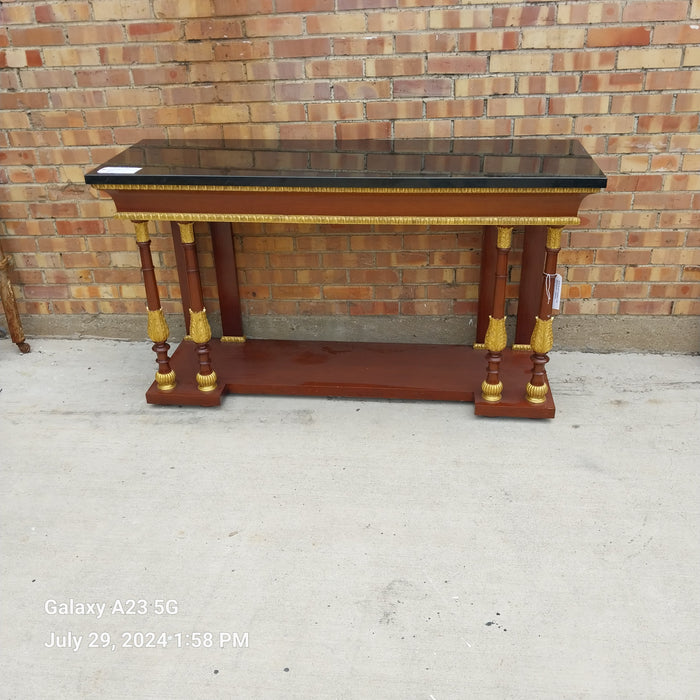 HUGE BLACK MARBLE TOP MAHOGANY CONSOLE