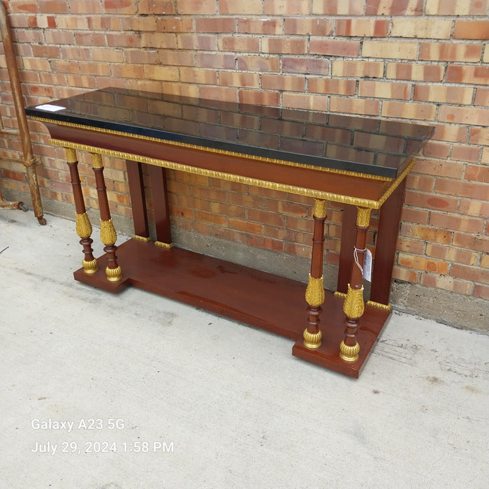 HUGE BLACK MARBLE TOP MAHOGANY CONSOLE