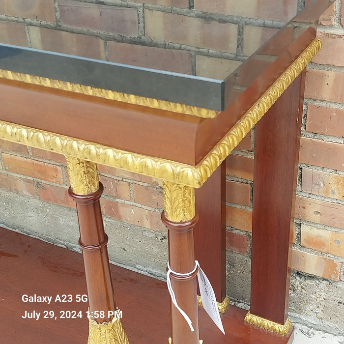 HUGE BLACK MARBLE TOP MAHOGANY CONSOLE
