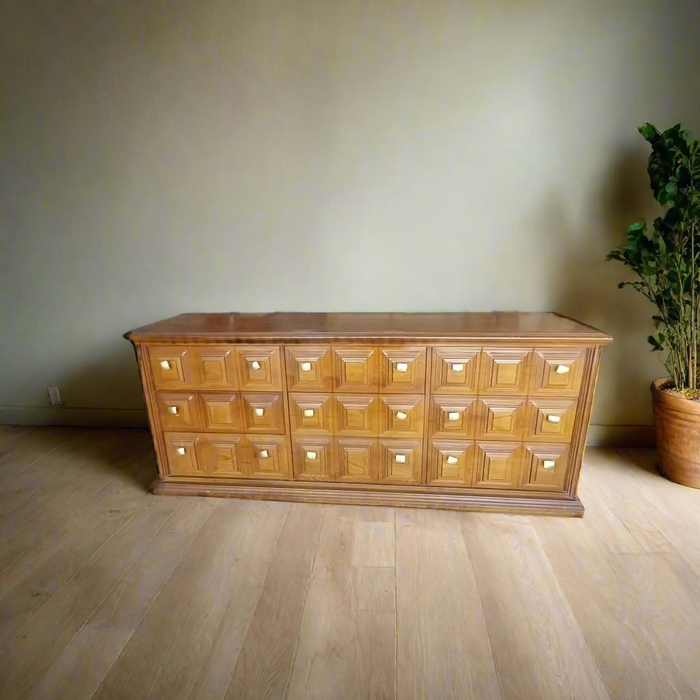 WALNUT RAISED PANEL MID CENTURY DRESSER