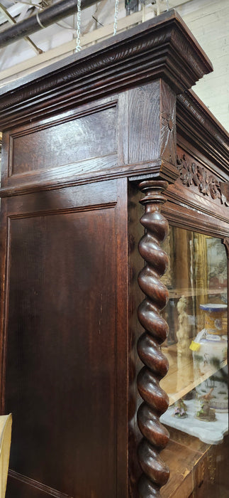 LOUIS XII STYLE WAVY GLASS OAK SCHOLAR'S BOOKCASE