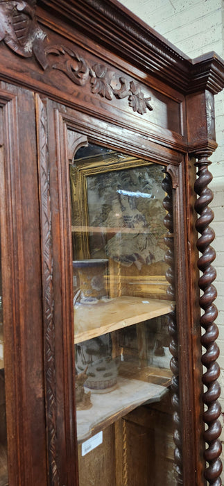 LOUIS XII STYLE WAVY GLASS OAK SCHOLAR'S BOOKCASE