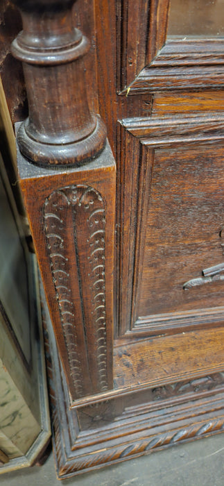 LOUIS XII STYLE WAVY GLASS OAK SCHOLAR'S BOOKCASE