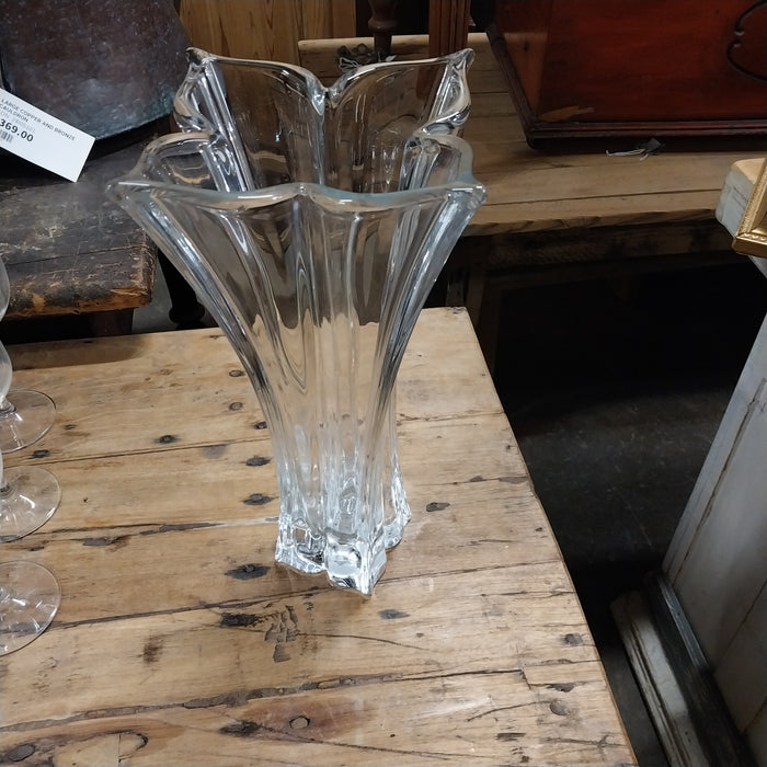 TALL CRYSTAL MIKASA VASE - AS FOUND CHIP TO BASE