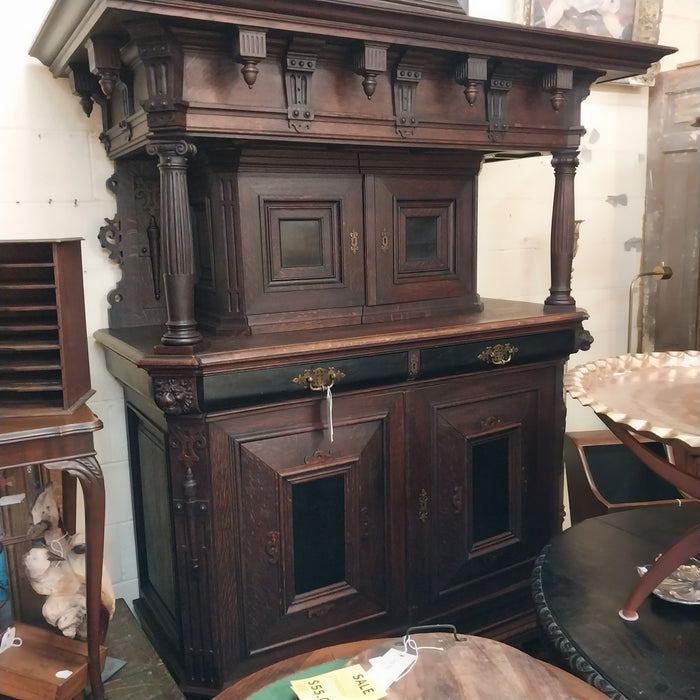 FRENCH DARK OAK COURT CUPBOARD