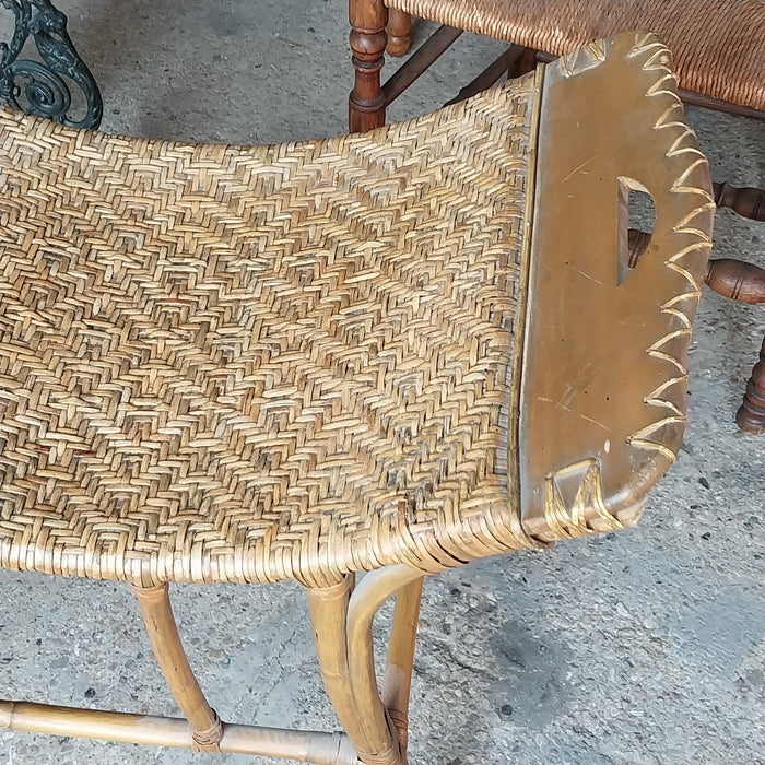 CURVED SEAT RATTAN BENCH AS FOUND