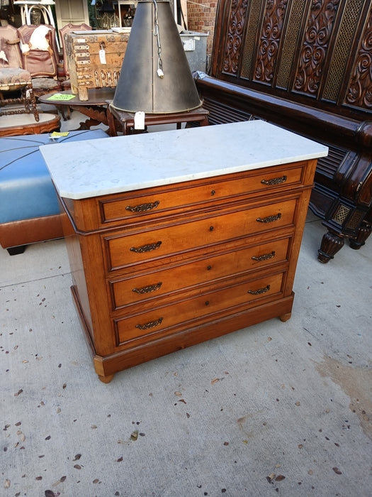 FRENCH MARBLE TOP CHERRY COMMODE