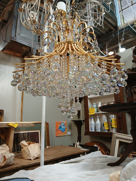 GOLD COLOR CHANDELIER WITH SWOROFSKI  PRISMS-PRISMS IN BOXES