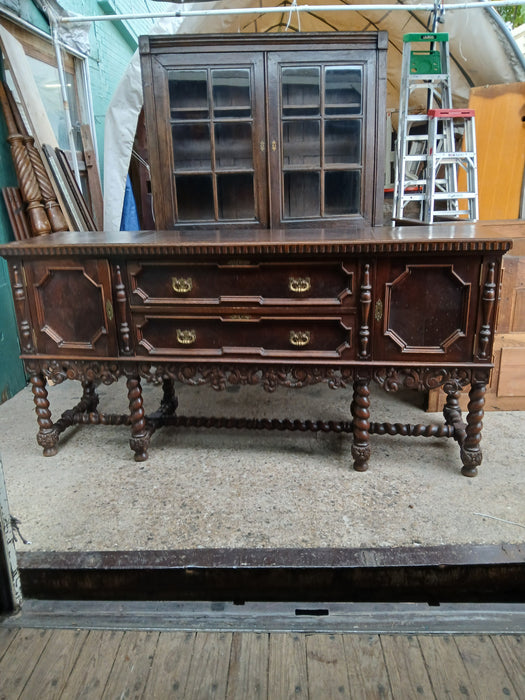 LARGE OAK BARLEY TWIST TUDOR SIDEBOARD