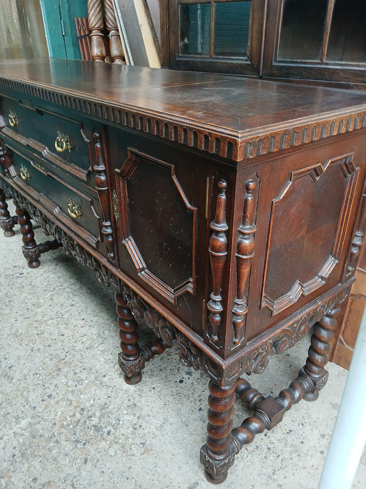 LARGE OAK BARLEY TWIST TUDOR SIDEBOARD