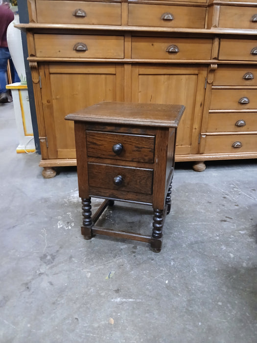 TINY 2 DRAWER OAK SIDE CABINET