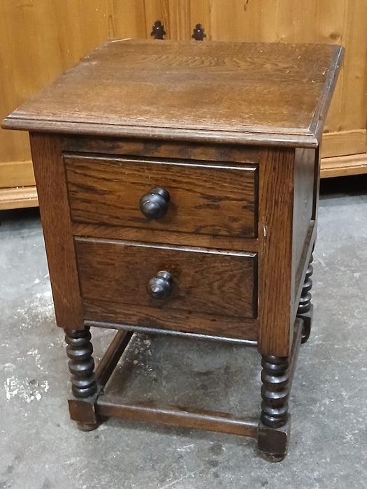 TINY 2 DRAWER OAK SIDE CABINET