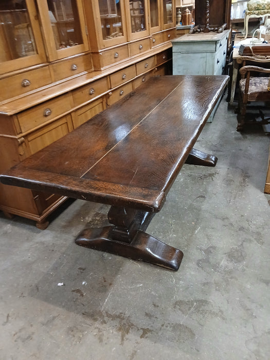 NARROW DARK OAK TRESTLE TABLE