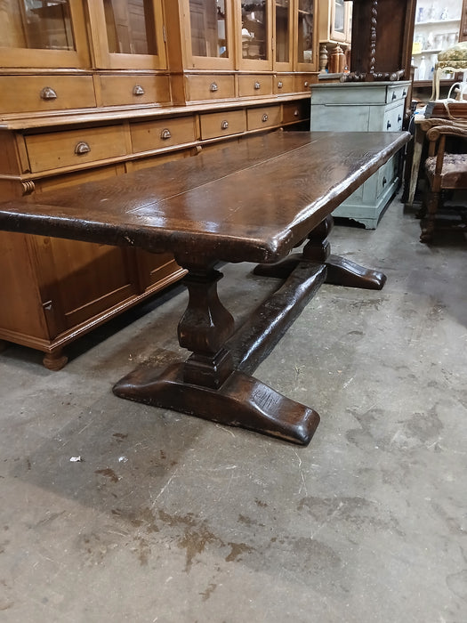 NARROW DARK OAK TRESTLE TABLE