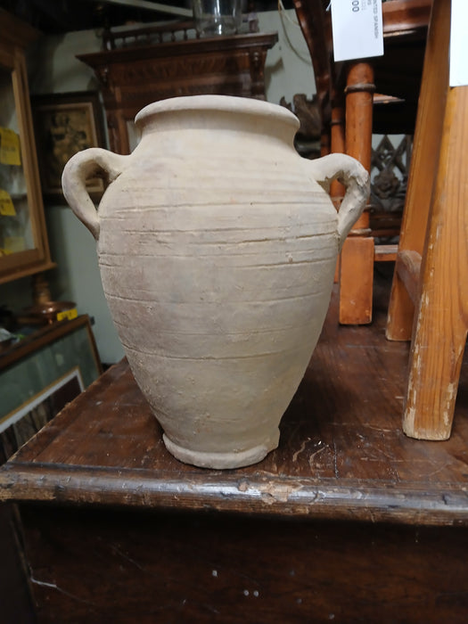 SMALL BEIGE TERRA COTTA VASE WITH HANDLES