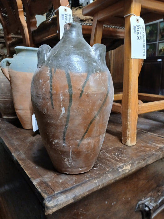 TERRA COTTA PITCHER WITH PAINTED TOP